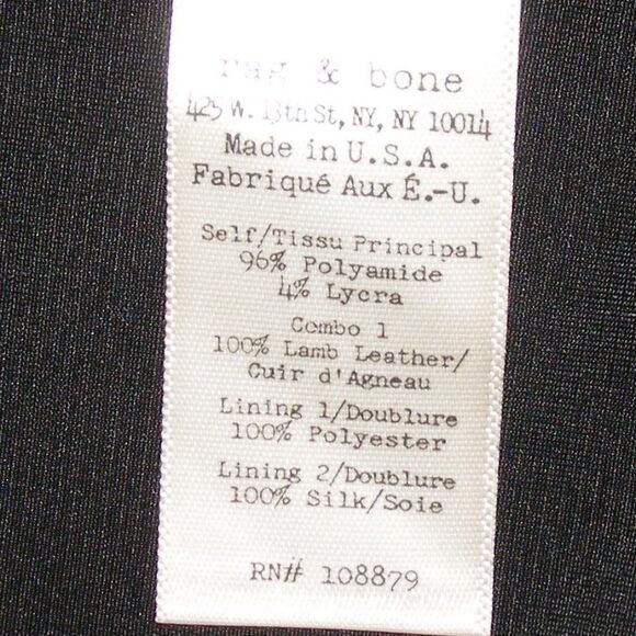 RAG & BONE Basha Dress, 8, Black Leather Trim, Navy Semi-sheer, Fit & Flare - Picture 13 of 14